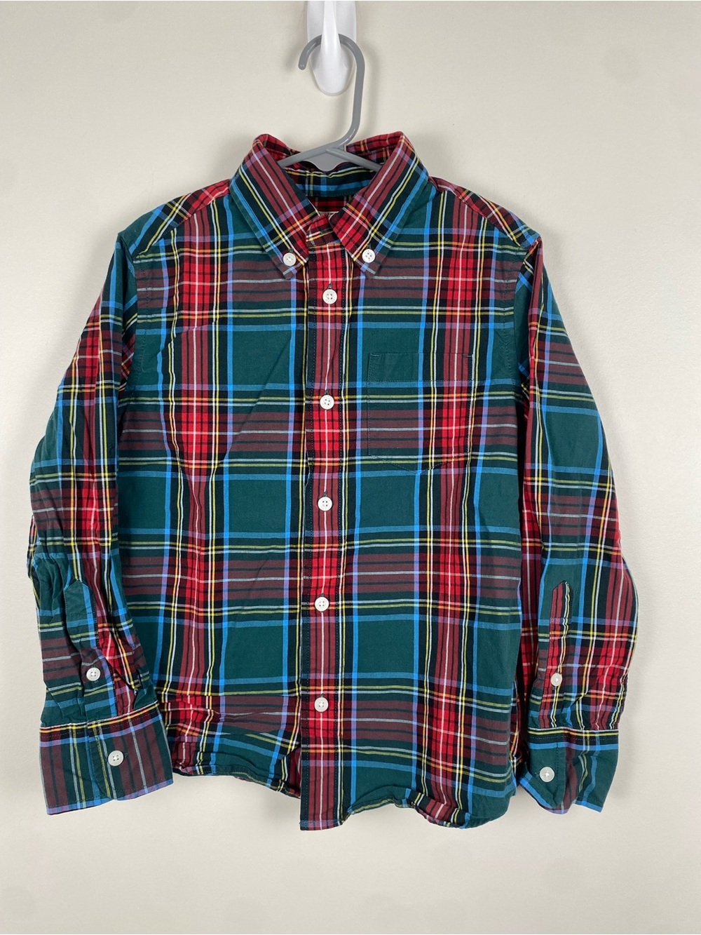 Crewcuts Red and Green Plaid Button Down Shirt size 6-7